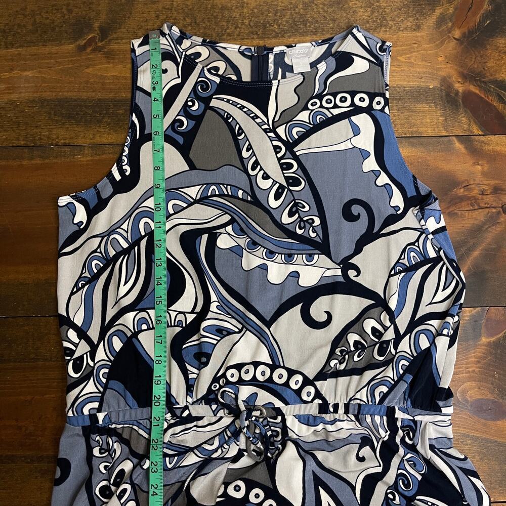 Chico’s Travelers Classic Crop Blue Grey Black Paisley Jumpsuit size 3 US 16 18 - Picture 12 of 12